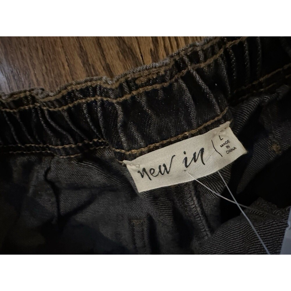 NWT New In Boutique Jeans‎ Large High Waisted Wide Leg Black Pull On Y2K Boho - Picture 4 of 11